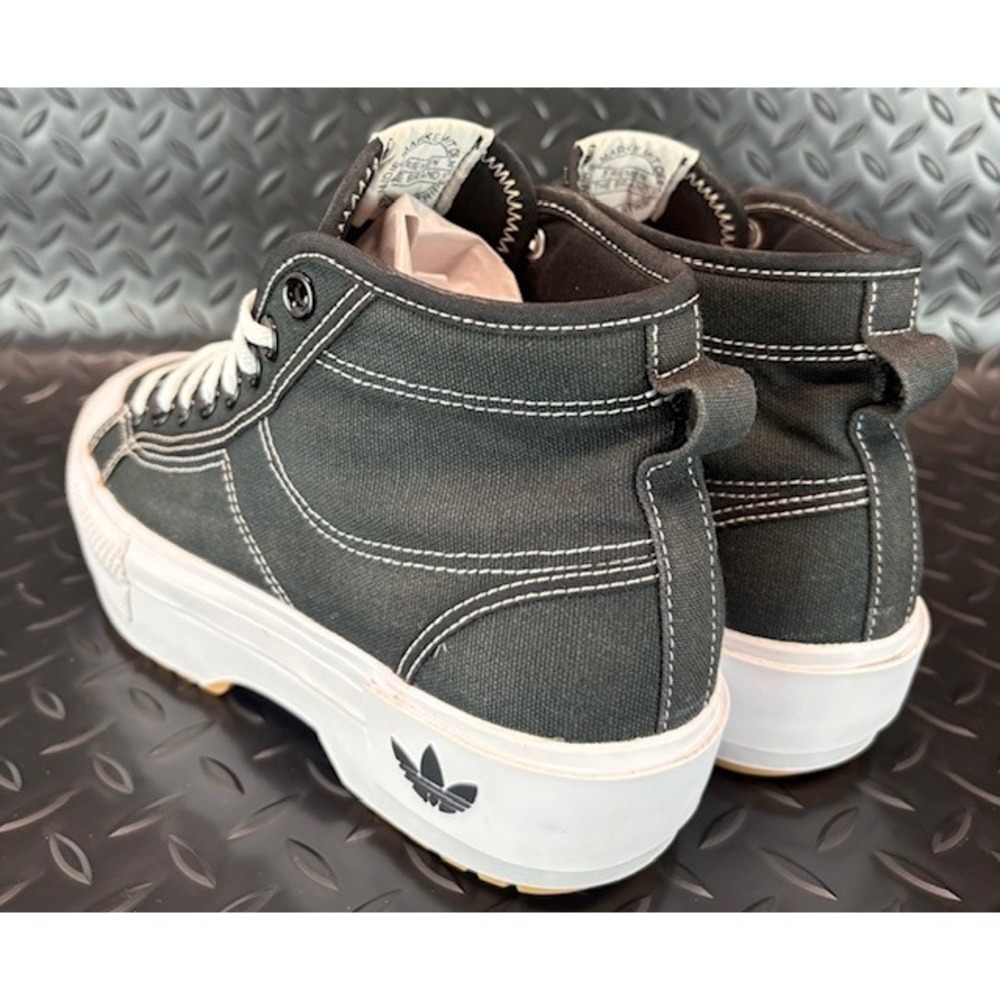 Adidas Nizza Trek Adilette Platform Womens black canvas sneakers size 8.5 - Picture 4 of 8